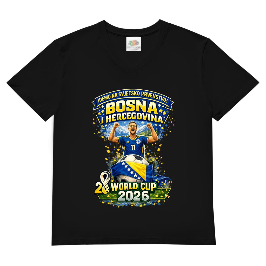 Men's Basic V-Neck T-Shirt - Bosnia | Design 01 | Front Print