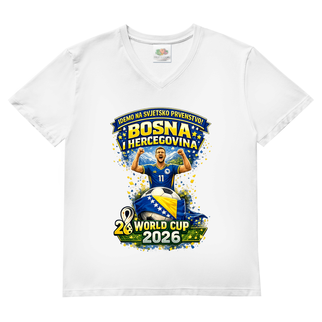 Men's Basic V-Neck T-Shirt - Bosnia | Design 01 | Front Print