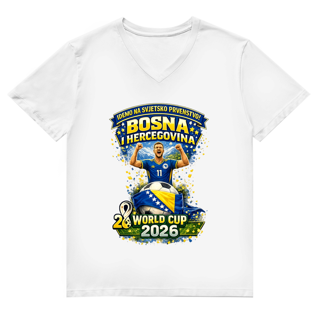 Herren Premium Bio V-Neck T-Shirt – Bosnien | Design 01 | Frontprint