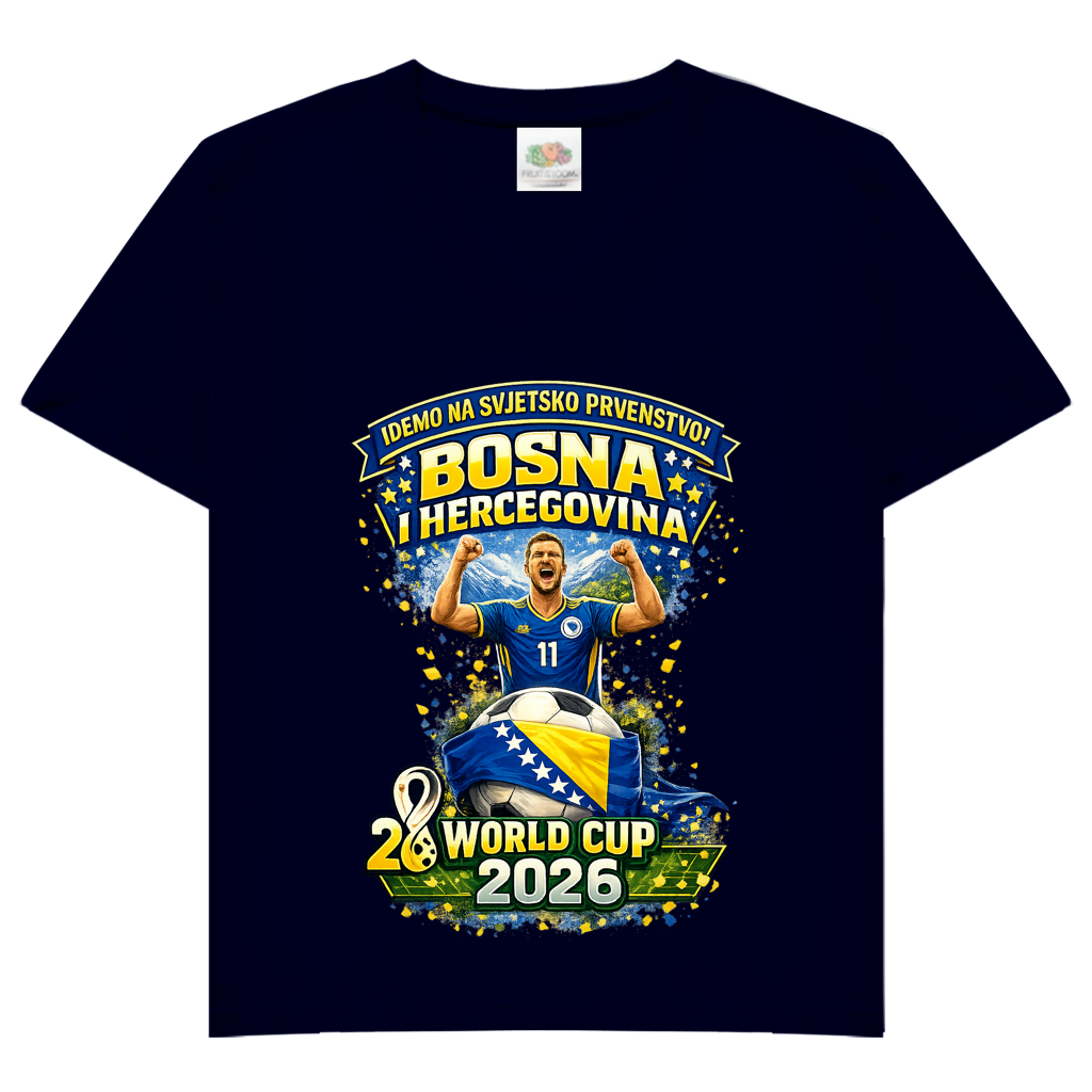 Ženska osnovna majica s V-izrezom – Bosna | Dizajn 01 | Prednji print