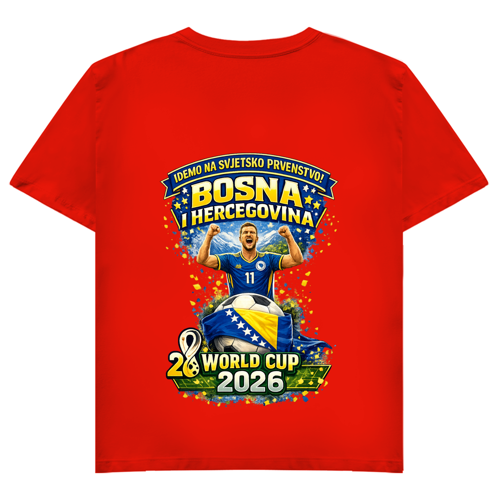 Ženska osnovna majica kratkih rukava s V-izrezom – Bosna | Dizajn 01 | Štampa na leđima