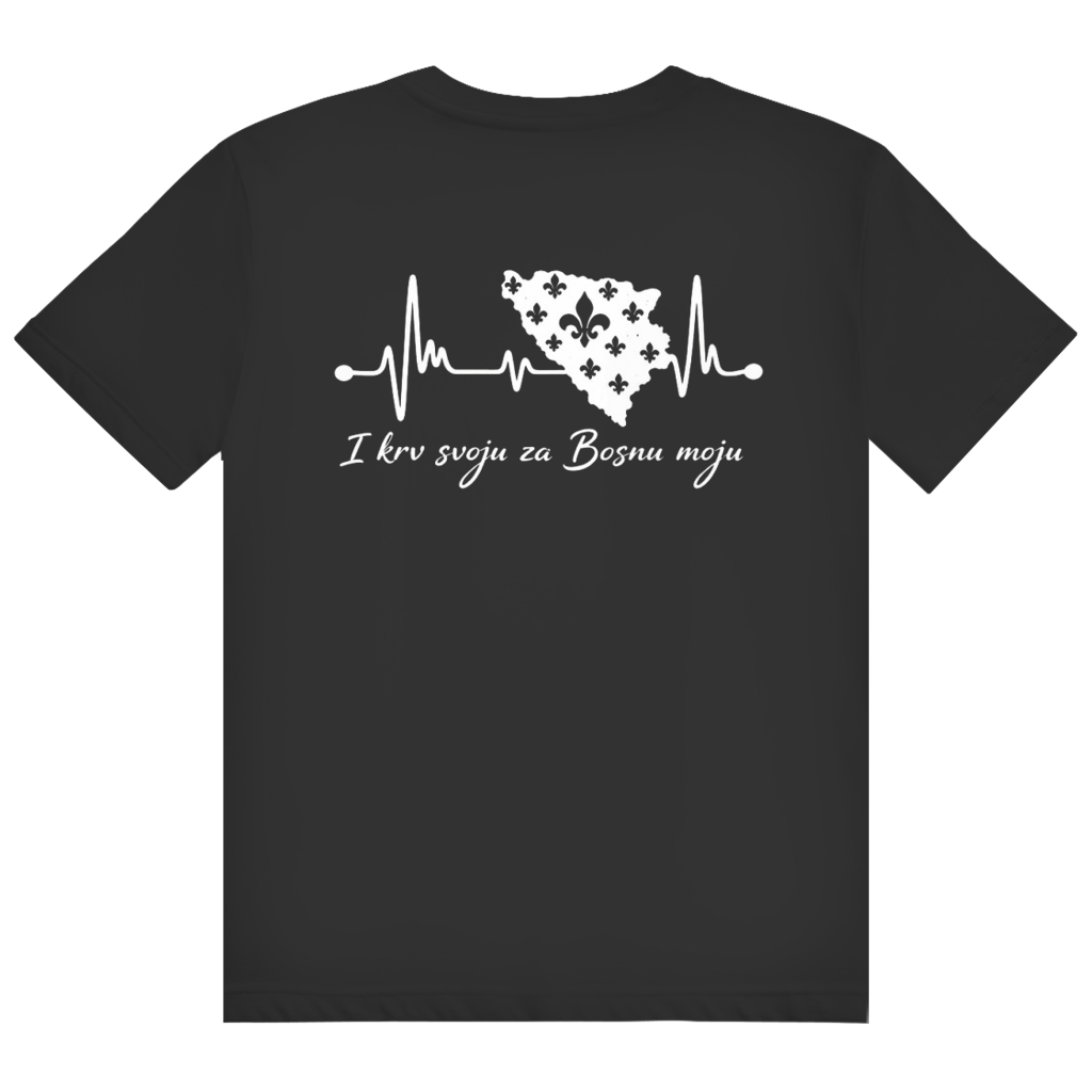 Men's Heavy Cotton T-Shirt Bosnia - Bosna Heartbeat | Back Print