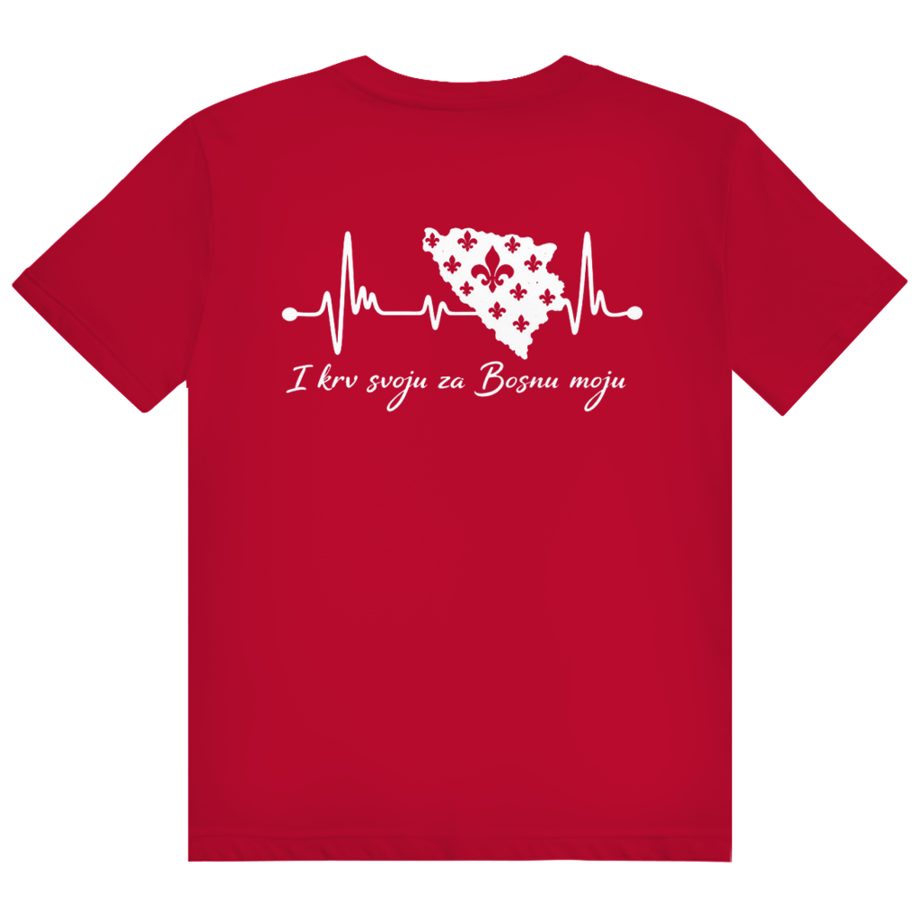 Men's Heavy Cotton T-Shirt Bosnia - Bosna Heartbeat | Back Print
