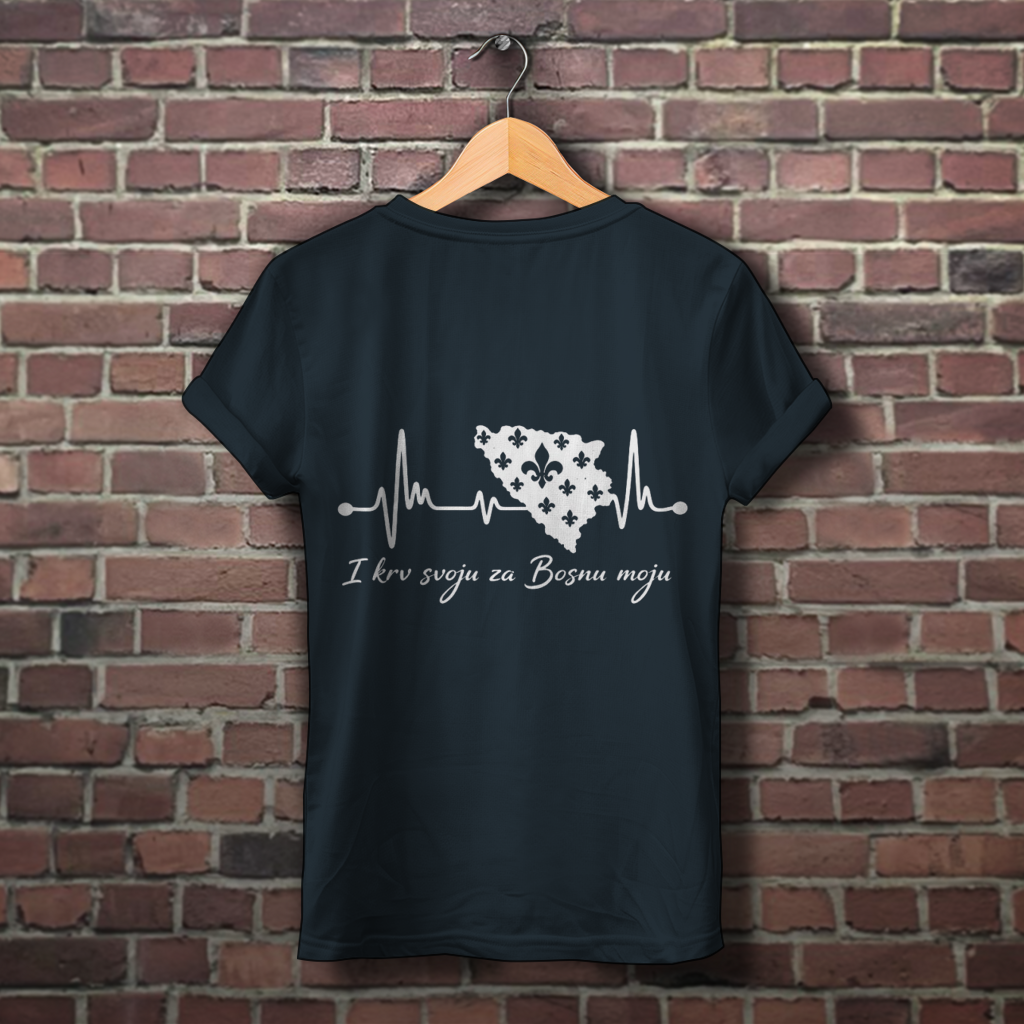Women's Premium Organic T-Shirt Bosnia - Bosna Heartbeat | Back Print