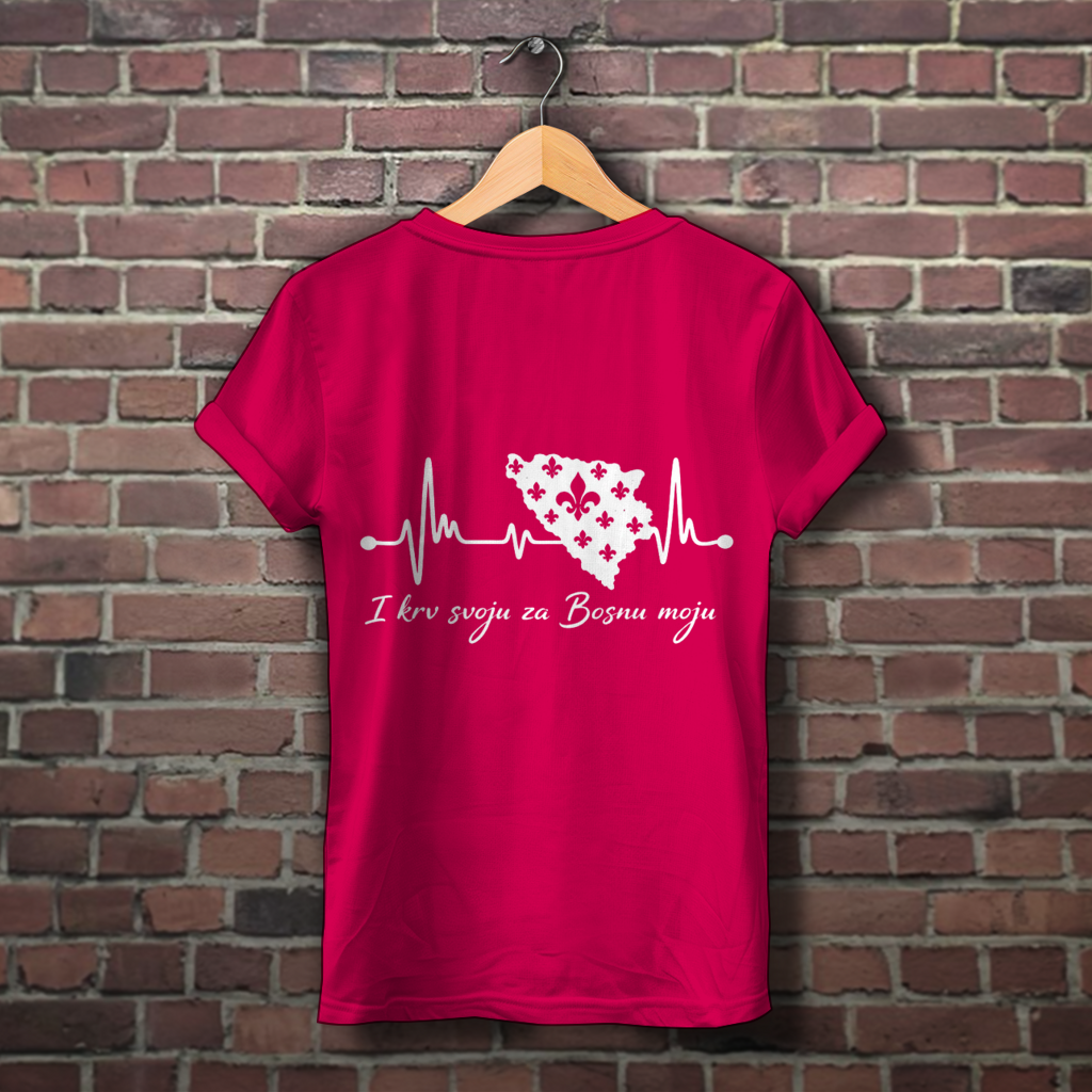 Women's Premium Organic T-Shirt Bosnia - Bosna Heartbeat | Back Print
