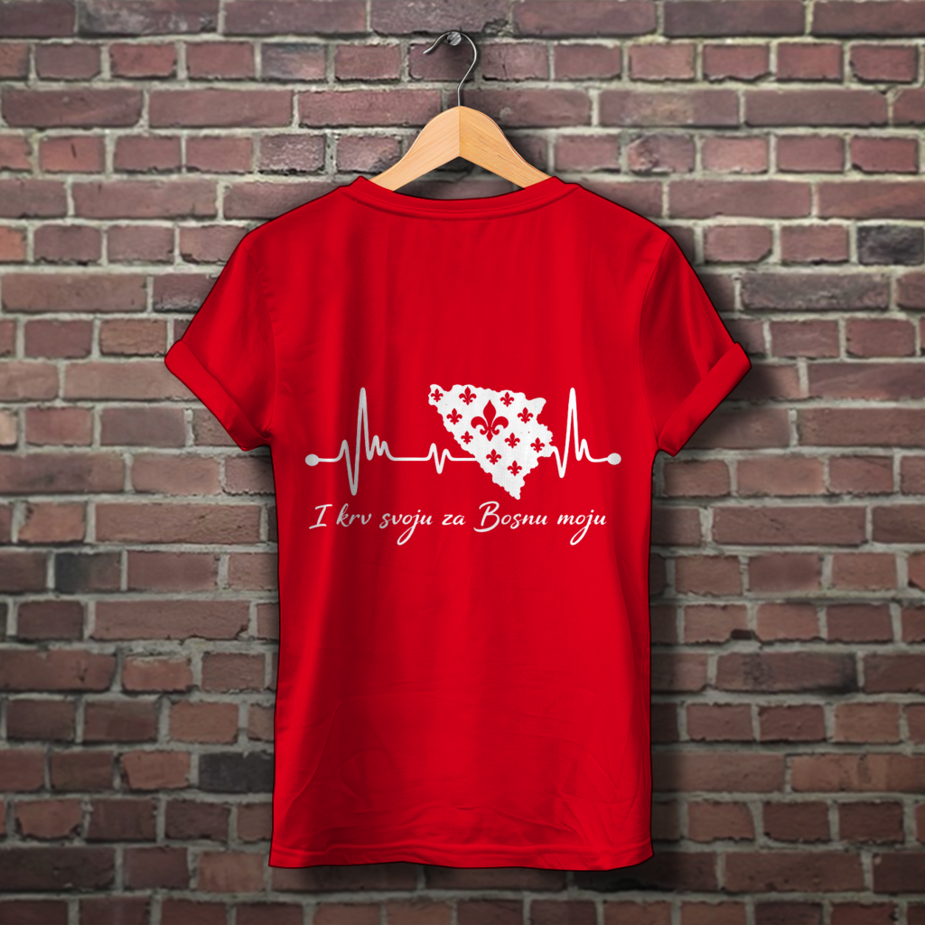 Women's Premium Organic T-Shirt Bosnia - Bosna Heartbeat | Back Print
