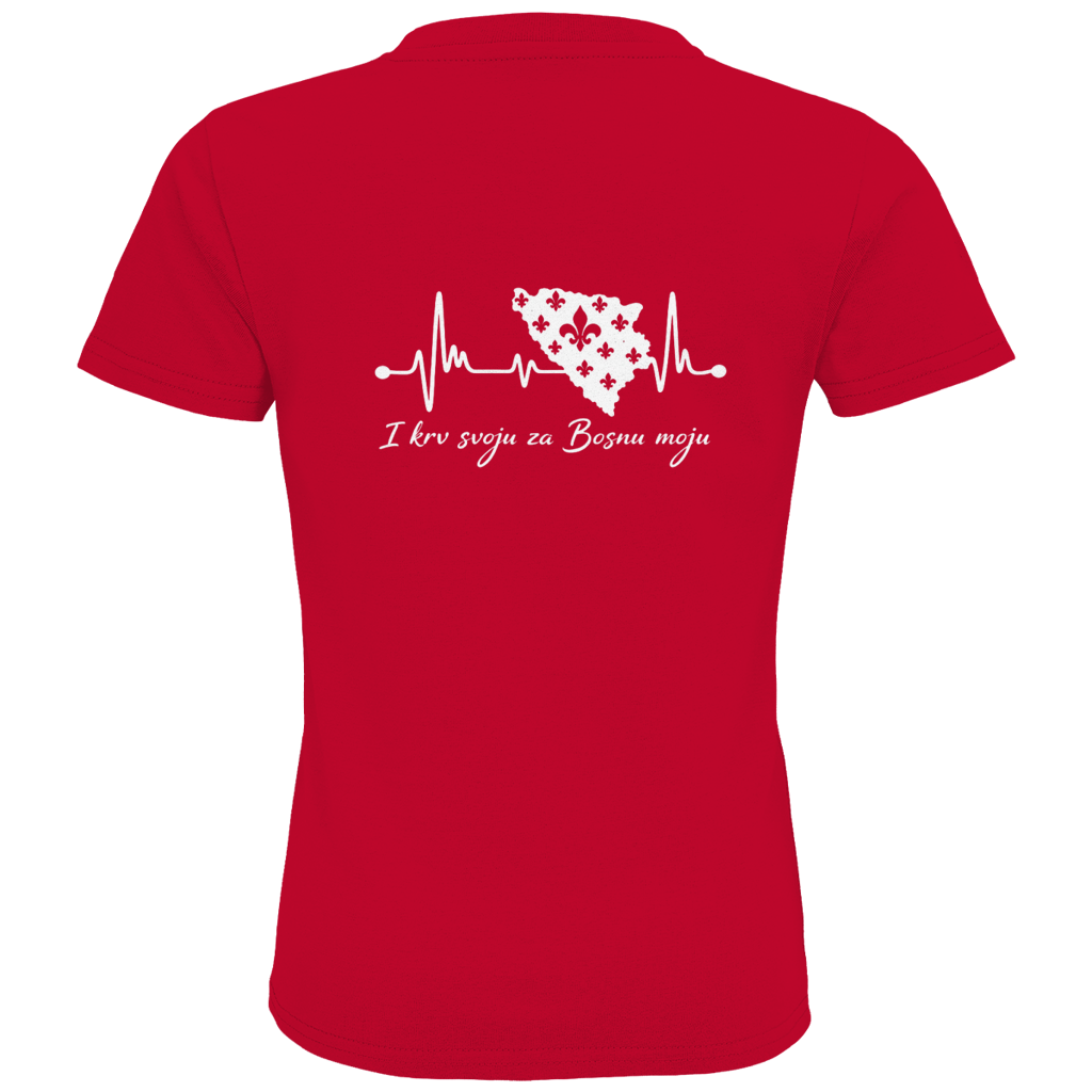 Kids Premium Organic T-Shirt Bosnia - Bosna Heartbeat | Backprint