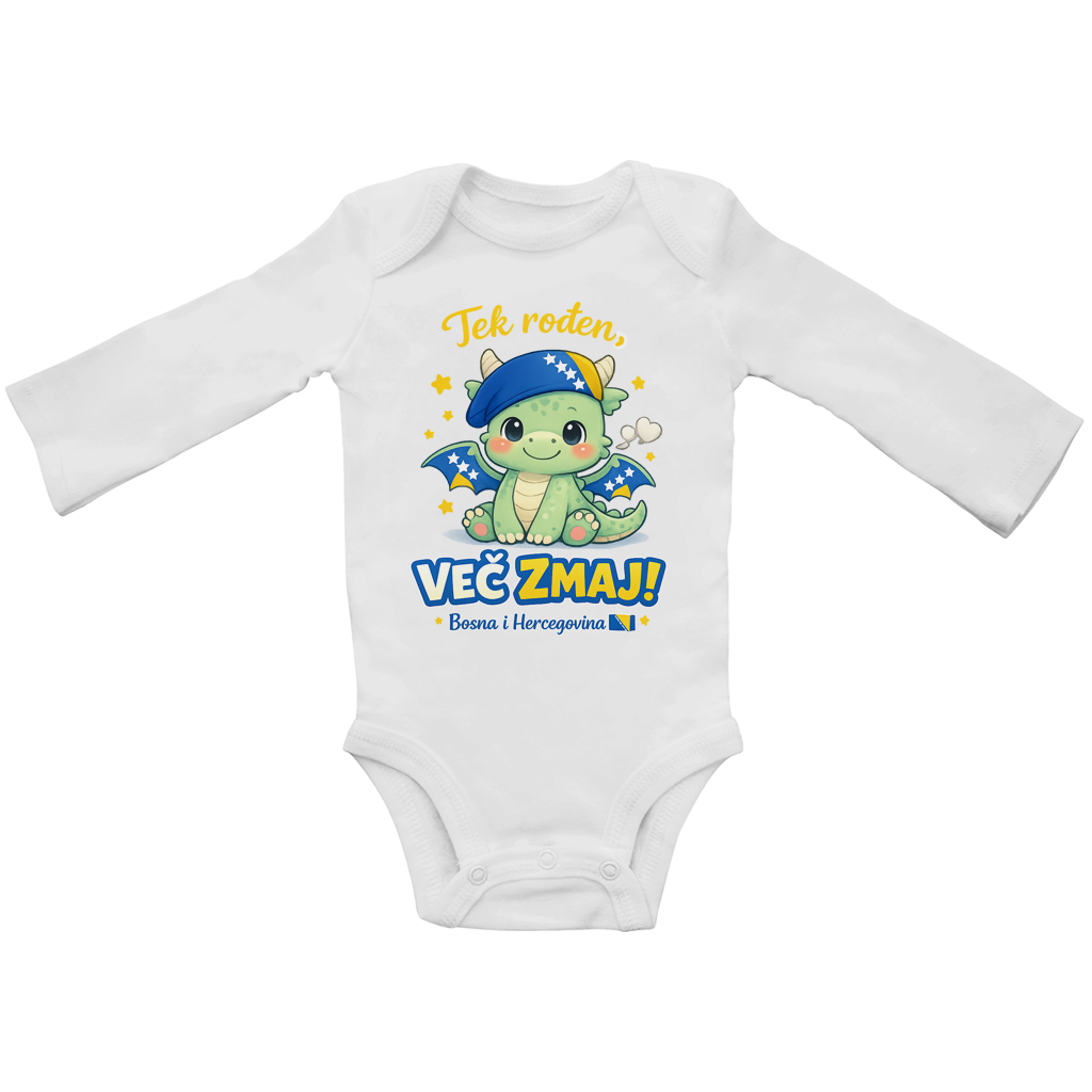 Baby Bio Long-Sleeve Bodysuit – Little Dragon | Front Print