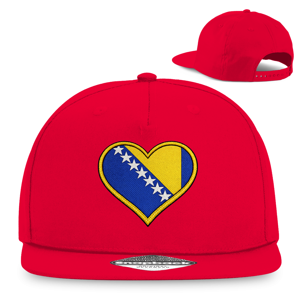 Snapback Rapper Cap – Bosnia in my Heart | Front Print