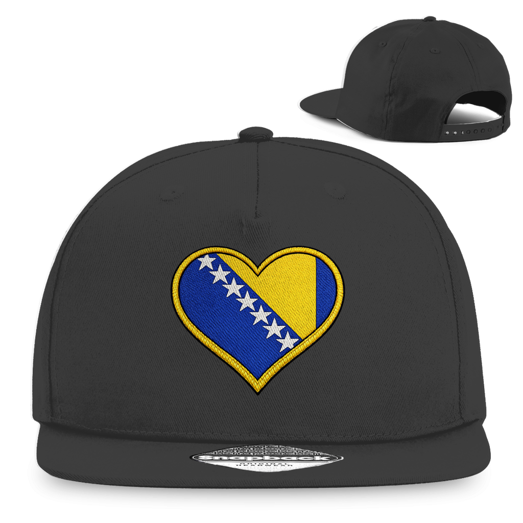 Snapback Rapper Cap – Bosnia in my Heart | Front Print