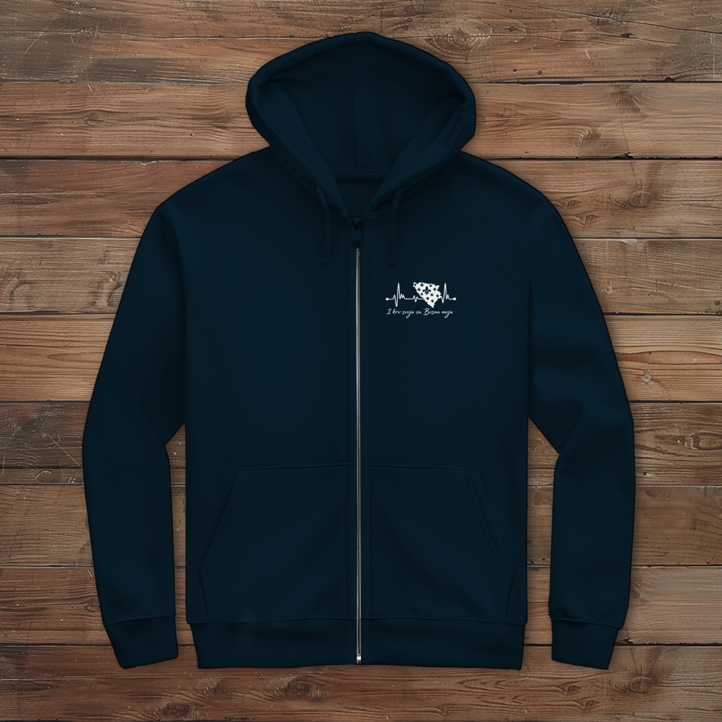 Men's Zipper Hoodie Bosnia – Bosna Heartbeat | Front Print