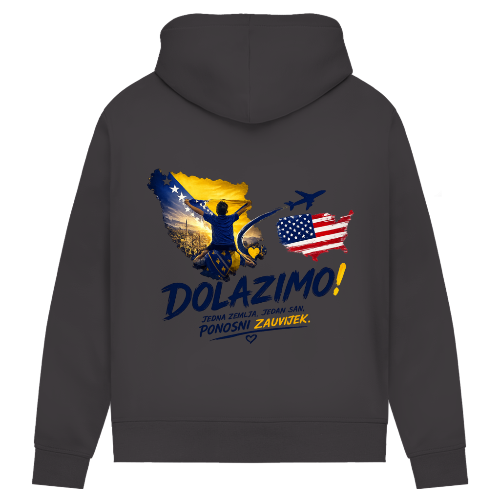 Women's Premium Organic Hoodie – Dolazi Bosna Ponosna | Back Print