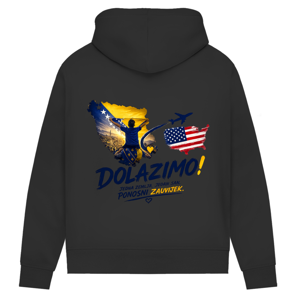 Women's Premium Organic Hoodie – Dolazi Bosna Ponosna | Back Print