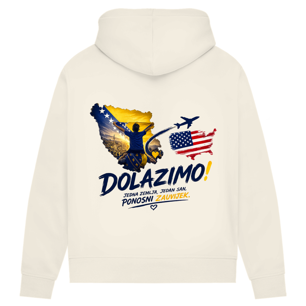 Women's Premium Organic Hoodie – Dolazi Bosna Ponosna | Back Print