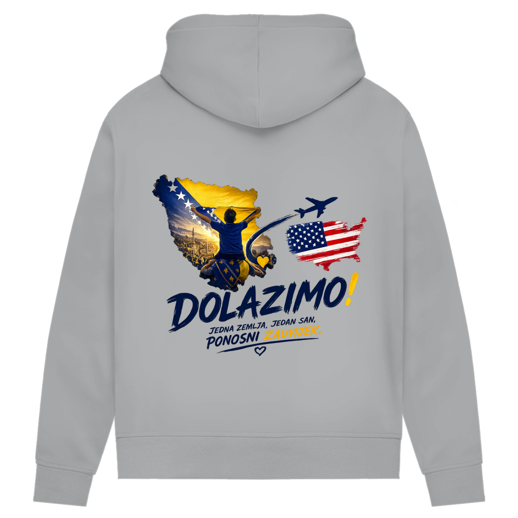 Women's Premium Organic Hoodie – Dolazi Bosna Ponosna | Back Print