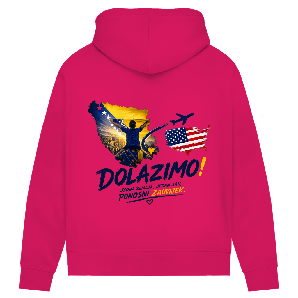 Women's Premium Organic Hoodie – Dolazi Bosna Ponosna | Back Print
