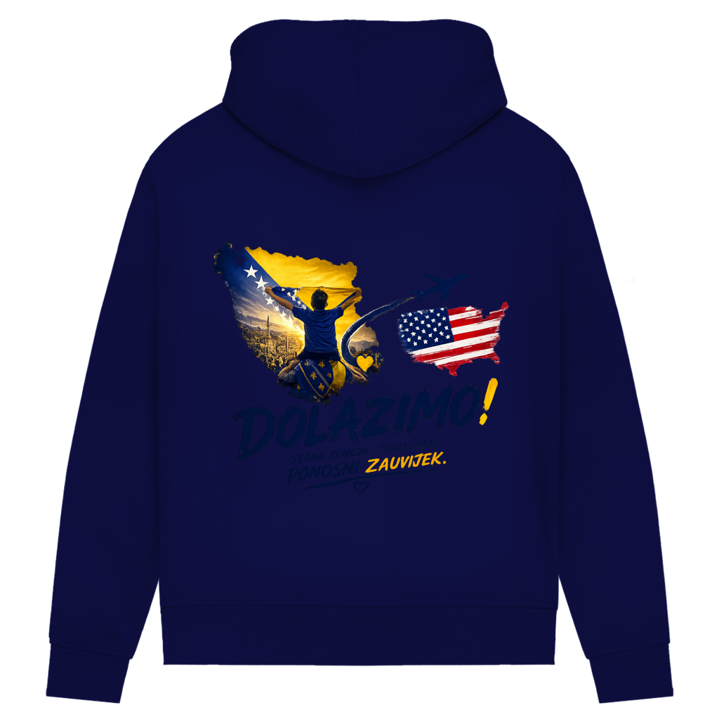 Women's Premium Organic Hoodie – Dolazi Bosna Ponosna | Back Print