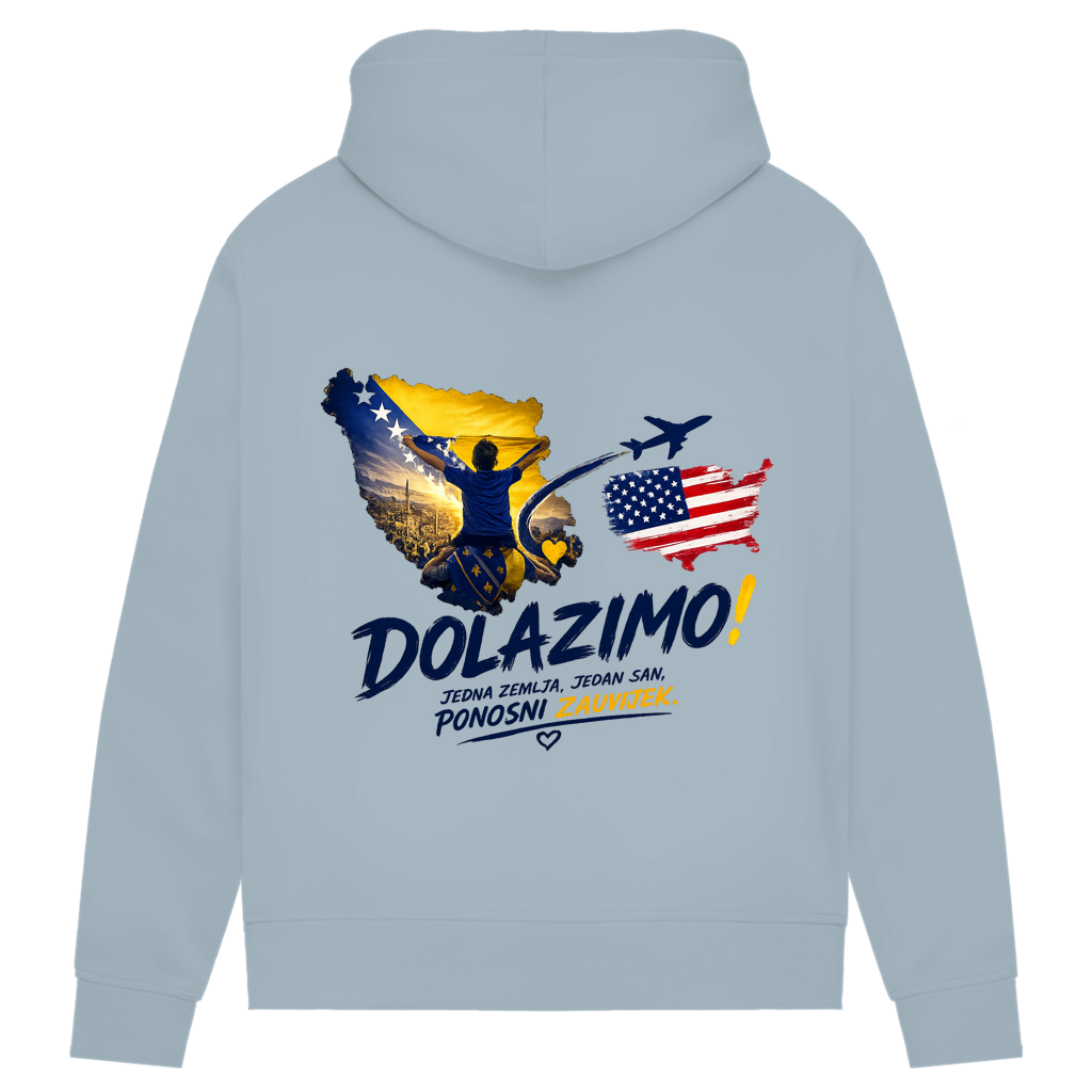 Women's Premium Organic Hoodie – Dolazi Bosna Ponosna | Back Print