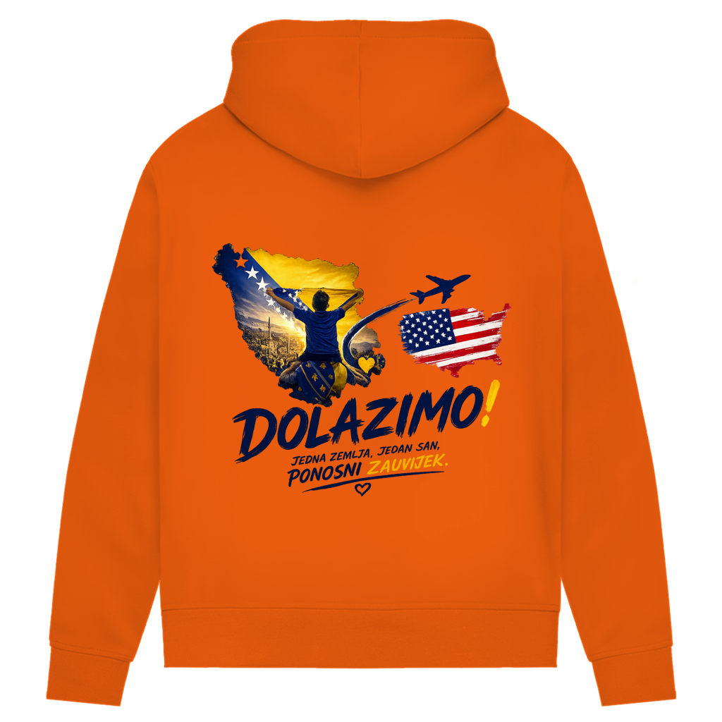 Women's Premium Organic Hoodie – Dolazi Bosna Ponosna | Back Print