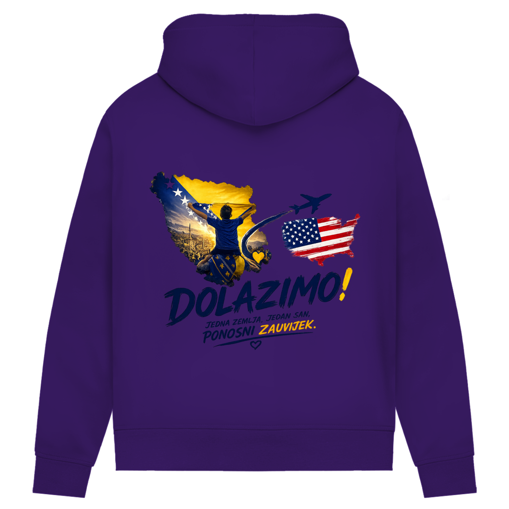 Women's Premium Organic Hoodie – Dolazi Bosna Ponosna | Back Print