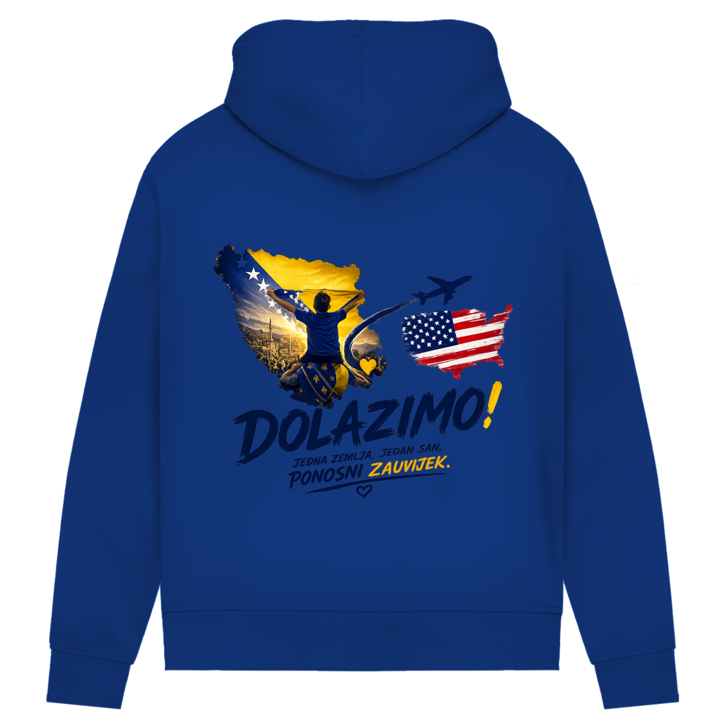 Women's Premium Organic Hoodie – Dolazi Bosna Ponosna | Back Print