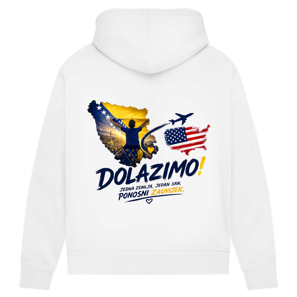Women's Premium Organic Hoodie – Dolazi Bosna Ponosna | Back Print