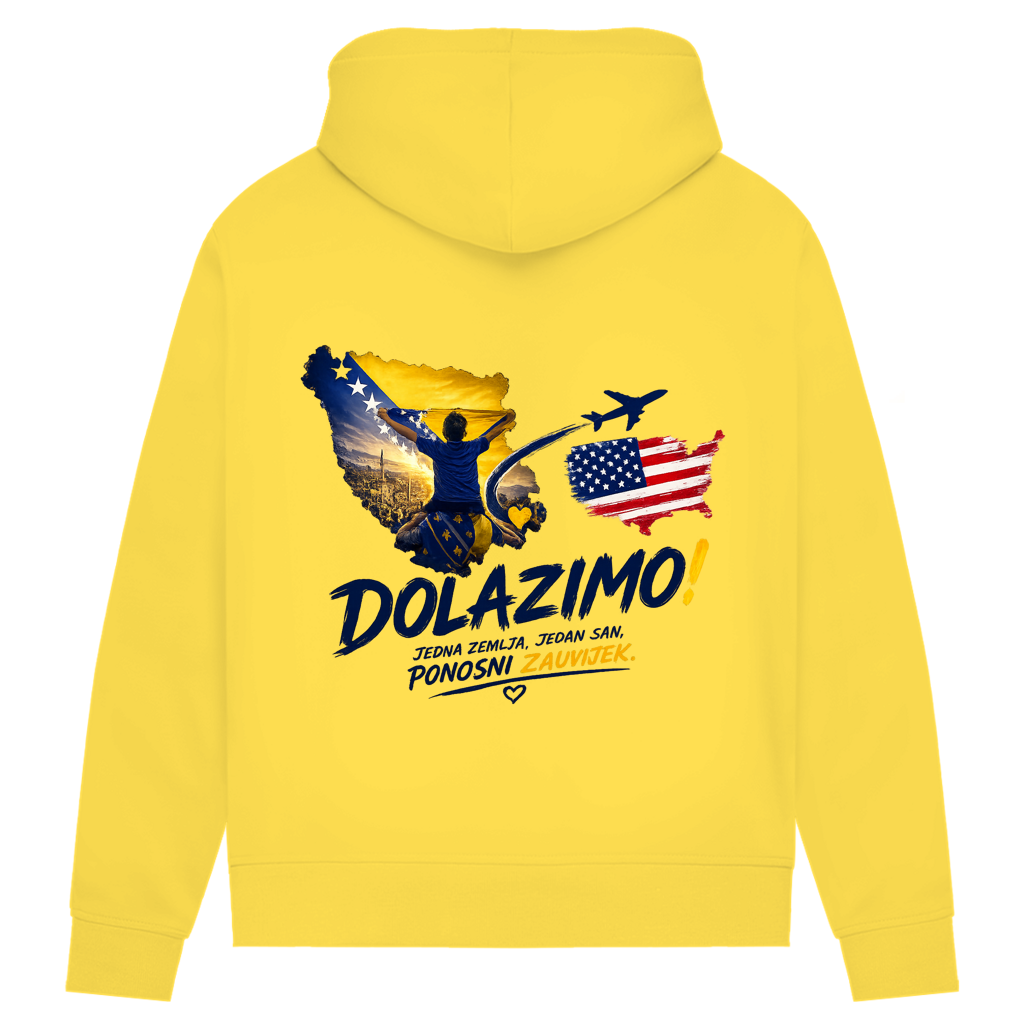 Women's Premium Organic Hoodie – Dolazi Bosna Ponosna | Back Print