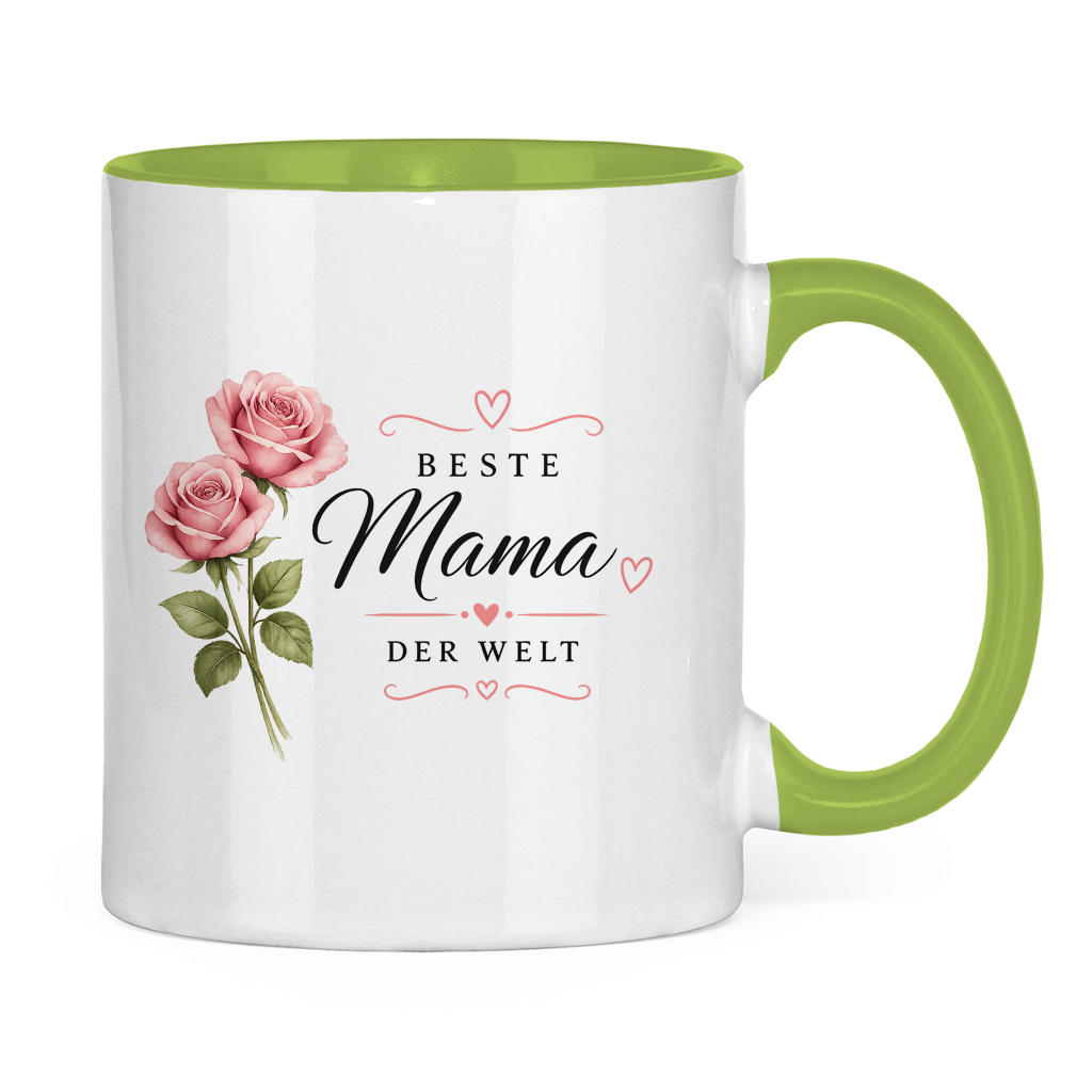 Beste Mama der Welt Tasse mit Rosen – Geschenk für Muttertag Blumen Kaffeetasse