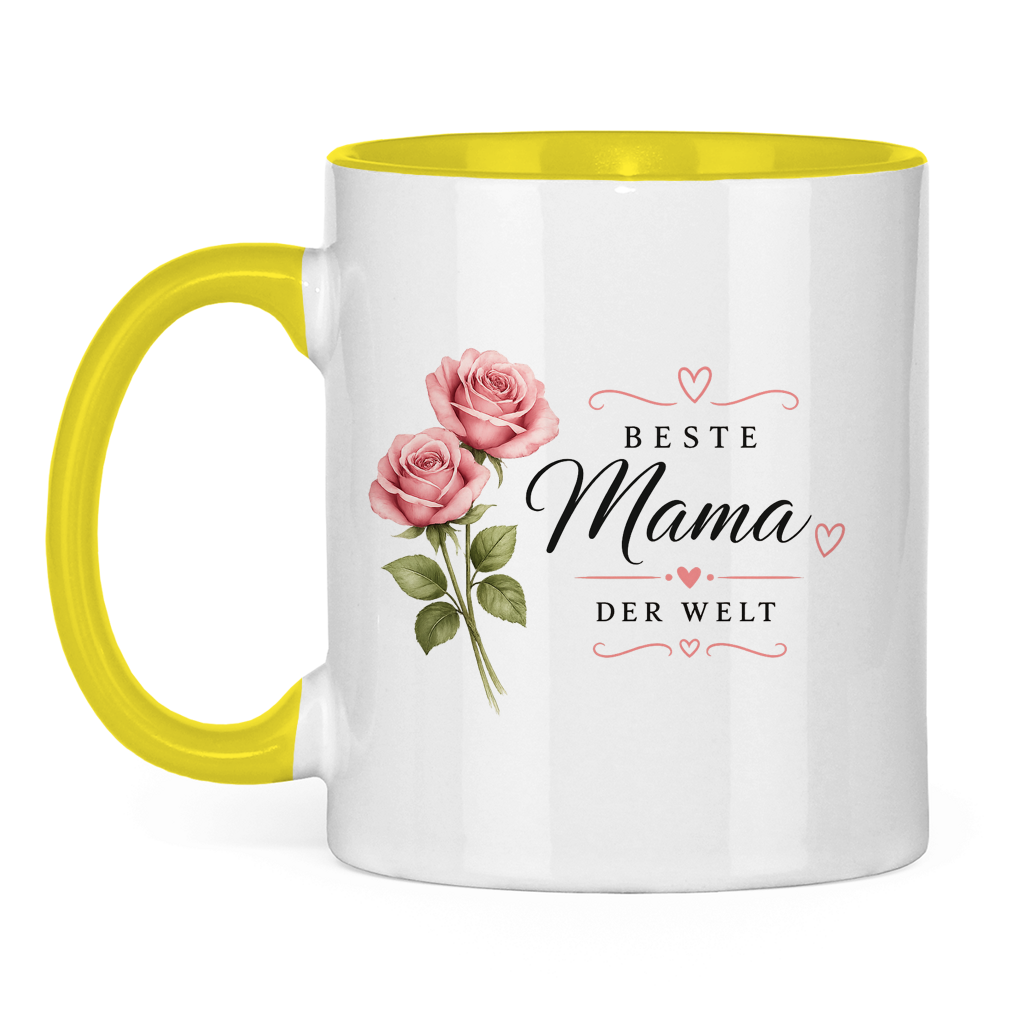 Beste Mama der Welt Tasse mit Rosen – Geschenk für Muttertag Blumen Kaffeetasse