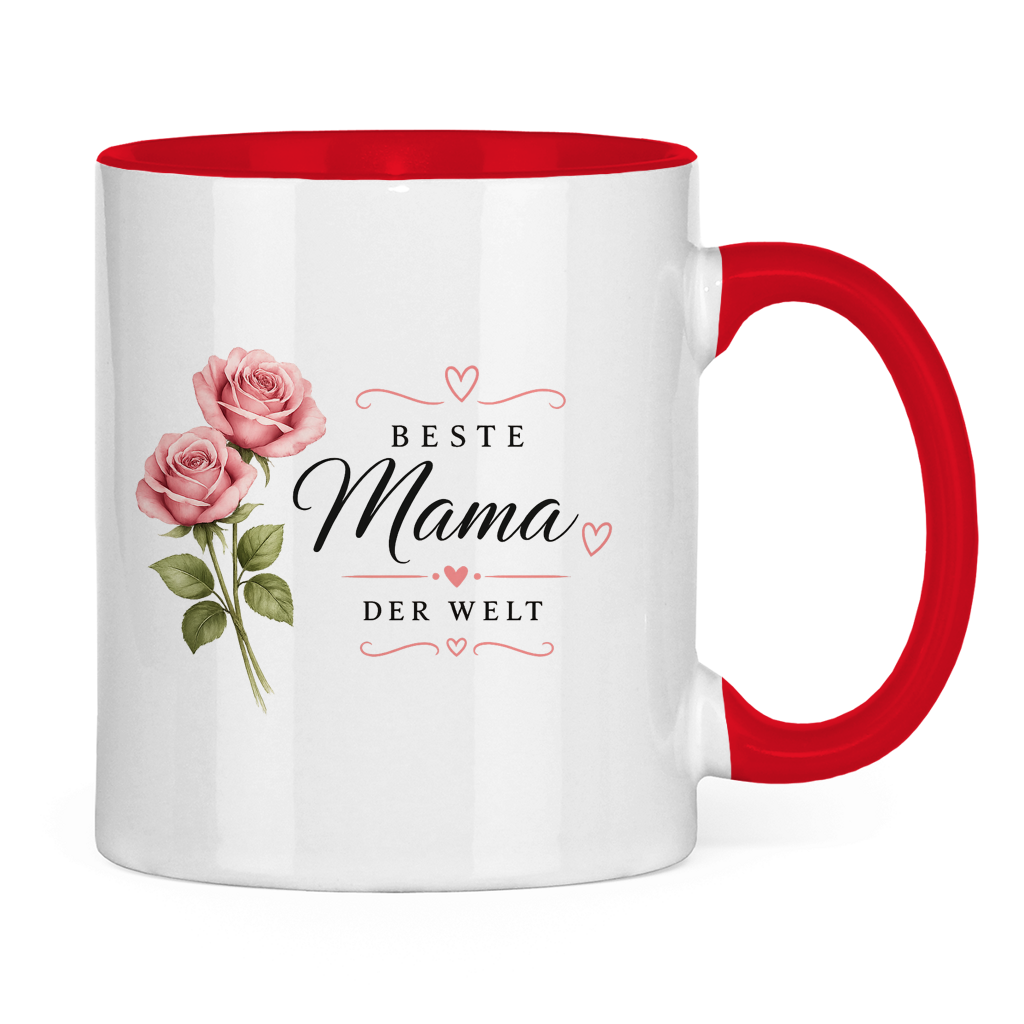 Beste Mama der Welt Tasse mit Rosen – Geschenk für Muttertag Blumen Kaffeetasse