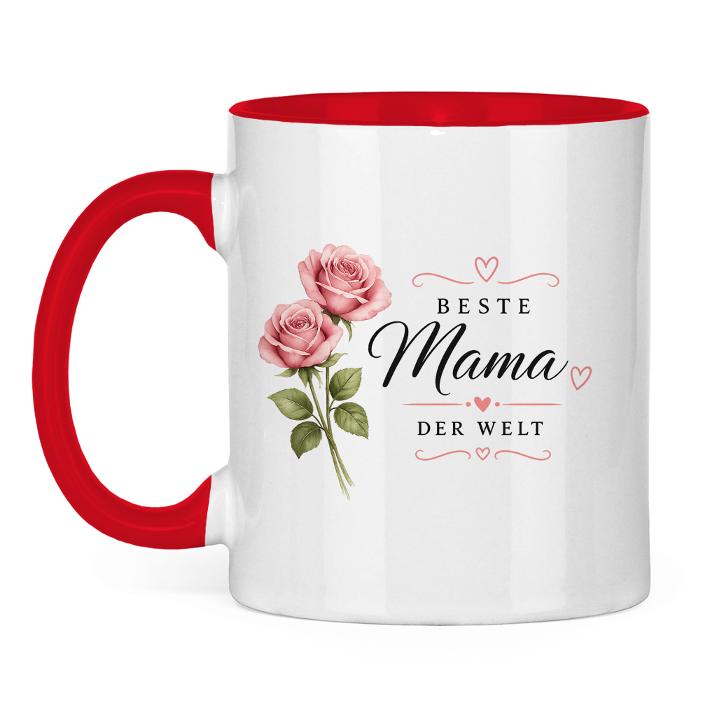 Beste Mama der Welt Tasse mit Rosen – Geschenk für Muttertag Blumen Kaffeetasse
