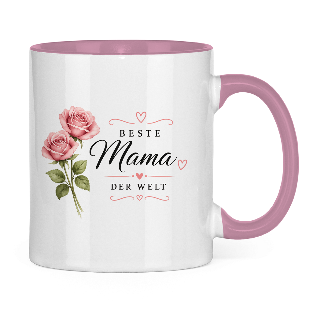 Beste Mama der Welt Tasse mit Rosen – Geschenk für Muttertag Blumen Kaffeetasse