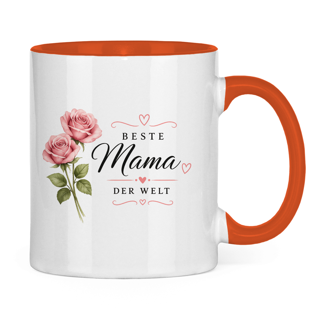 Beste Mama der Welt Tasse mit Rosen – Geschenk für Muttertag Blumen Kaffeetasse