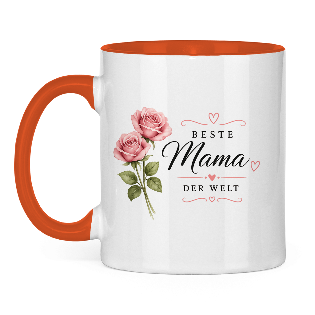 Beste Mama der Welt Tasse mit Rosen – Geschenk für Muttertag Blumen Kaffeetasse