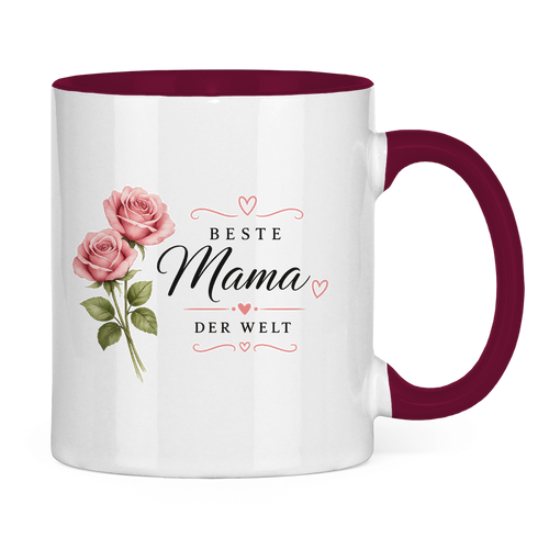 Beste Mama der Welt Tasse mit Rosen – Geschenk für Muttertag Blumen Kaffeetasse