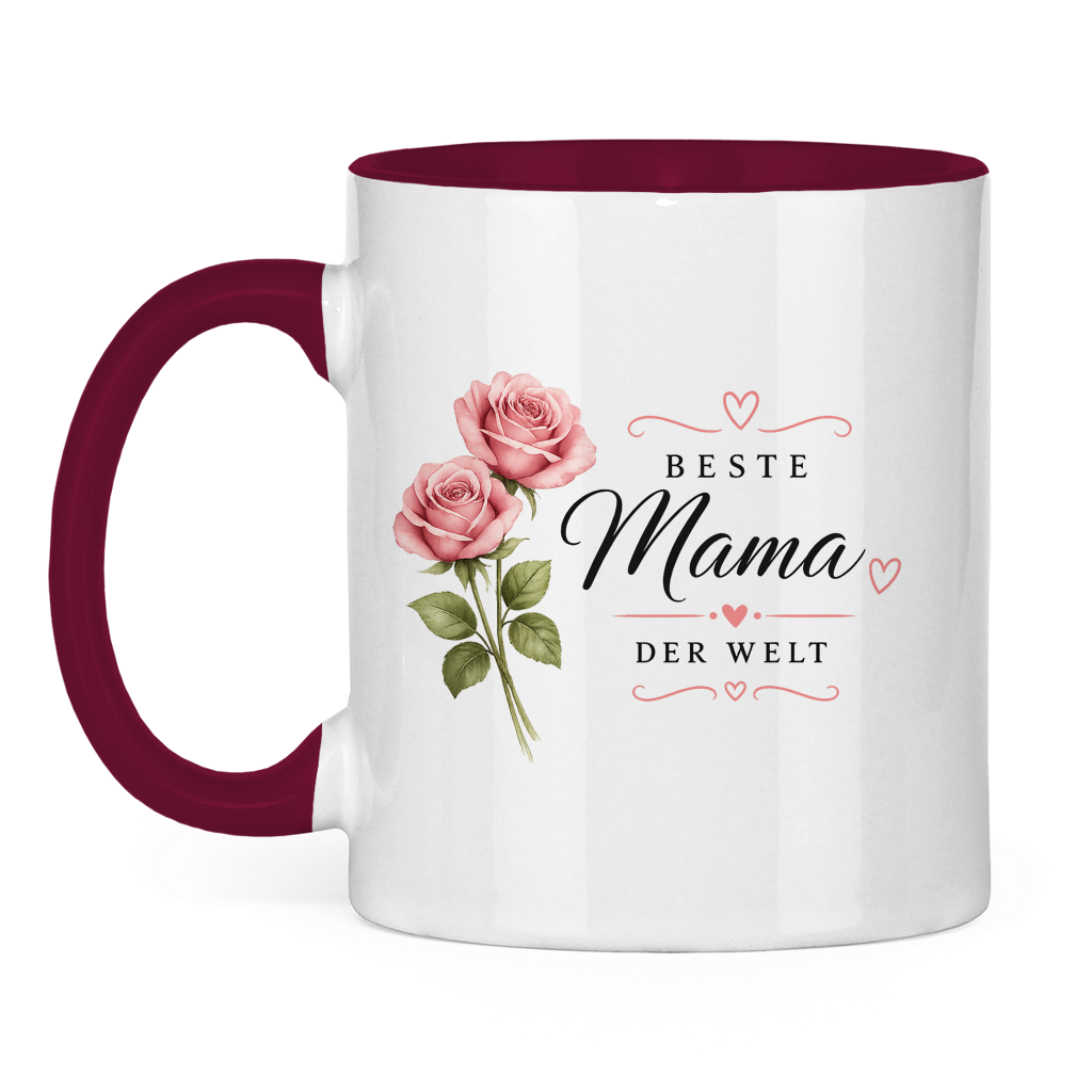 Beste Mama der Welt Tasse mit Rosen – Geschenk für Muttertag Blumen Kaffeetasse
