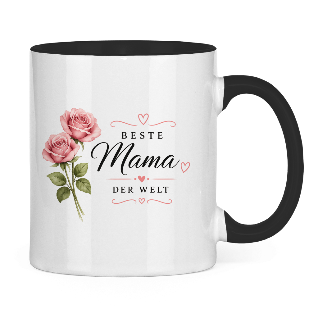 Beste Mama der Welt Tasse mit Rosen – Geschenk für Muttertag Blumen Kaffeetasse