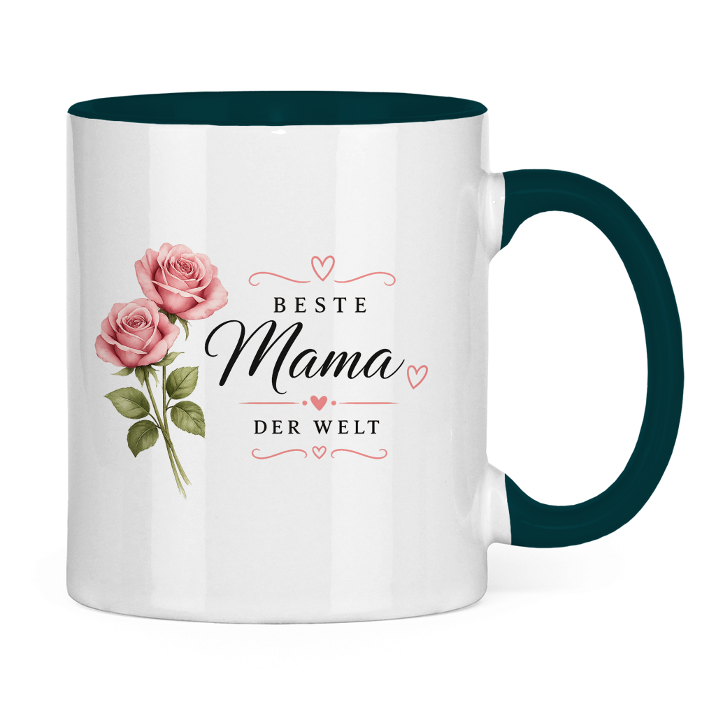 Beste Mama der Welt Tasse mit Rosen – Geschenk für Muttertag Blumen Kaffeetasse