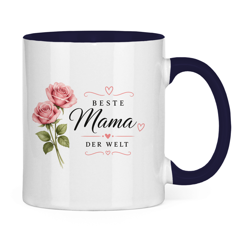 Beste Mama der Welt Tasse mit Rosen – Geschenk für Muttertag Blumen Kaffeetasse