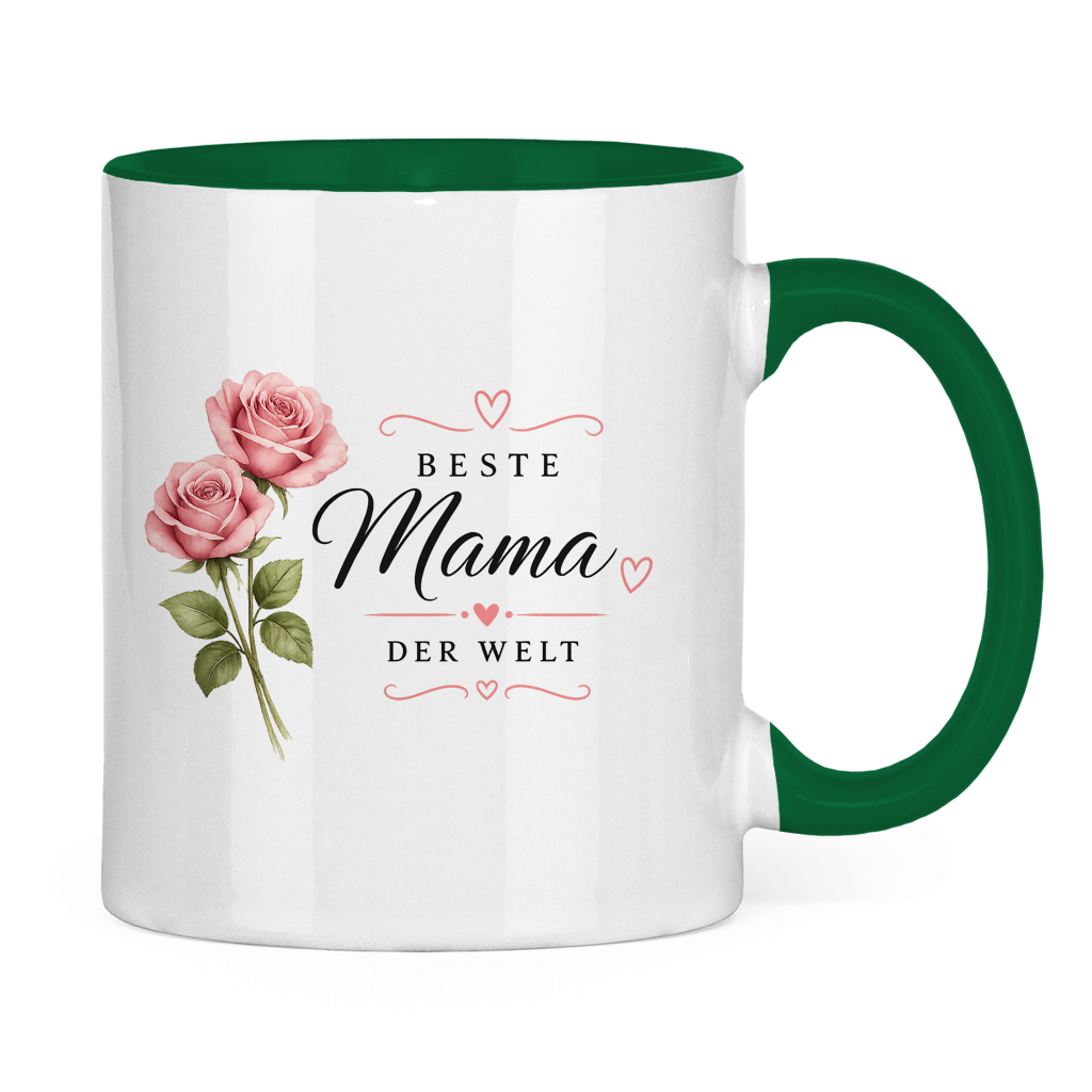 Beste Mama der Welt Tasse mit Rosen – Geschenk für Muttertag Blumen Kaffeetasse