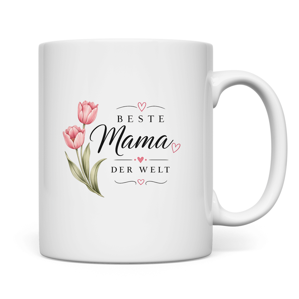 Best Mom in the World Mug with Tulips - Mother's Day Flowers Coffee Mug