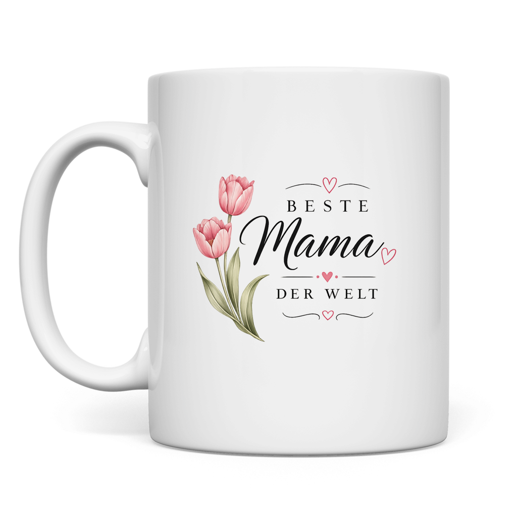 Best Mom in the World Mug with Tulips - Mother's Day Flowers Coffee Mug