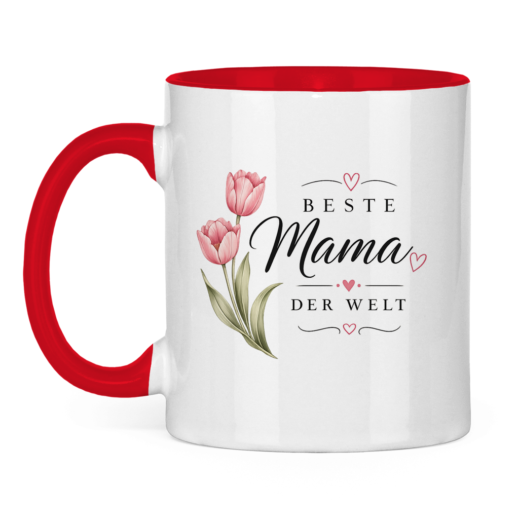 Beste Mama der Welt Tasse mit Tulpen – Geschenk für Muttertag Blumen Kaffeetasse