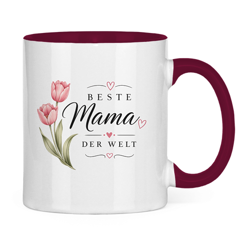 Beste Mama der Welt Tasse mit Tulpen – Geschenk für Muttertag Blumen Kaffeetasse
