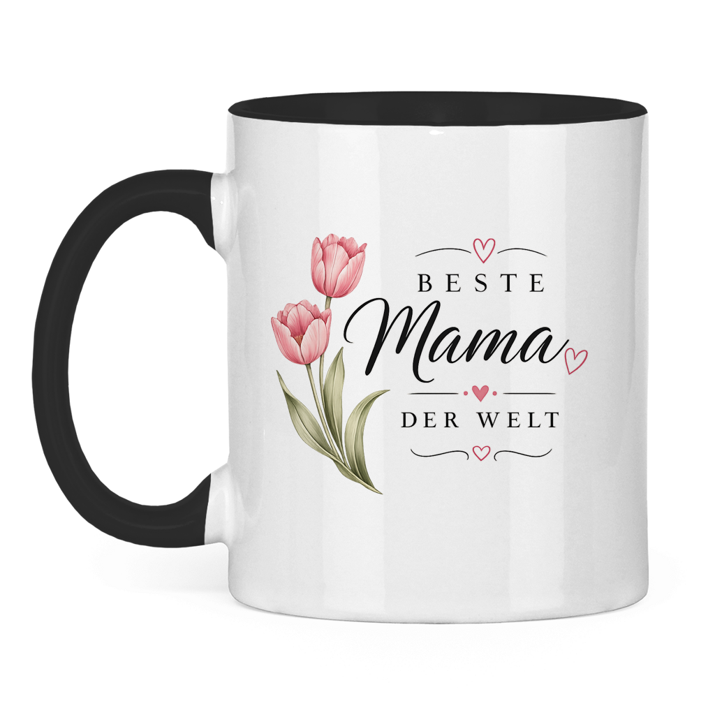 Beste Mama der Welt Tasse mit Tulpen – Geschenk für Muttertag Blumen Kaffeetasse
