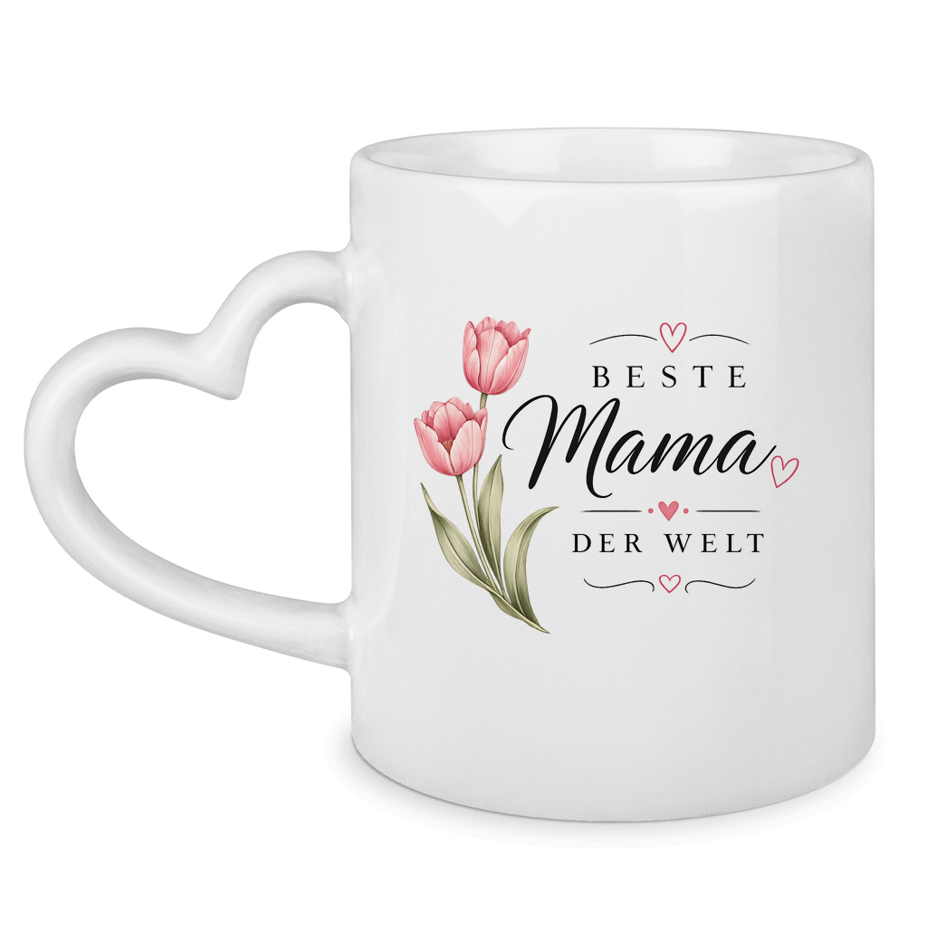 Beste Mama der Welt Tasse mit Tulpen – Geschenk für Muttertag Blumen Kaffeetasse