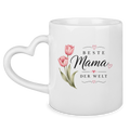 Beste Mama der Welt Tasse mit Tulpen – Geschenk für Muttertag Blumen Kaffeetasse