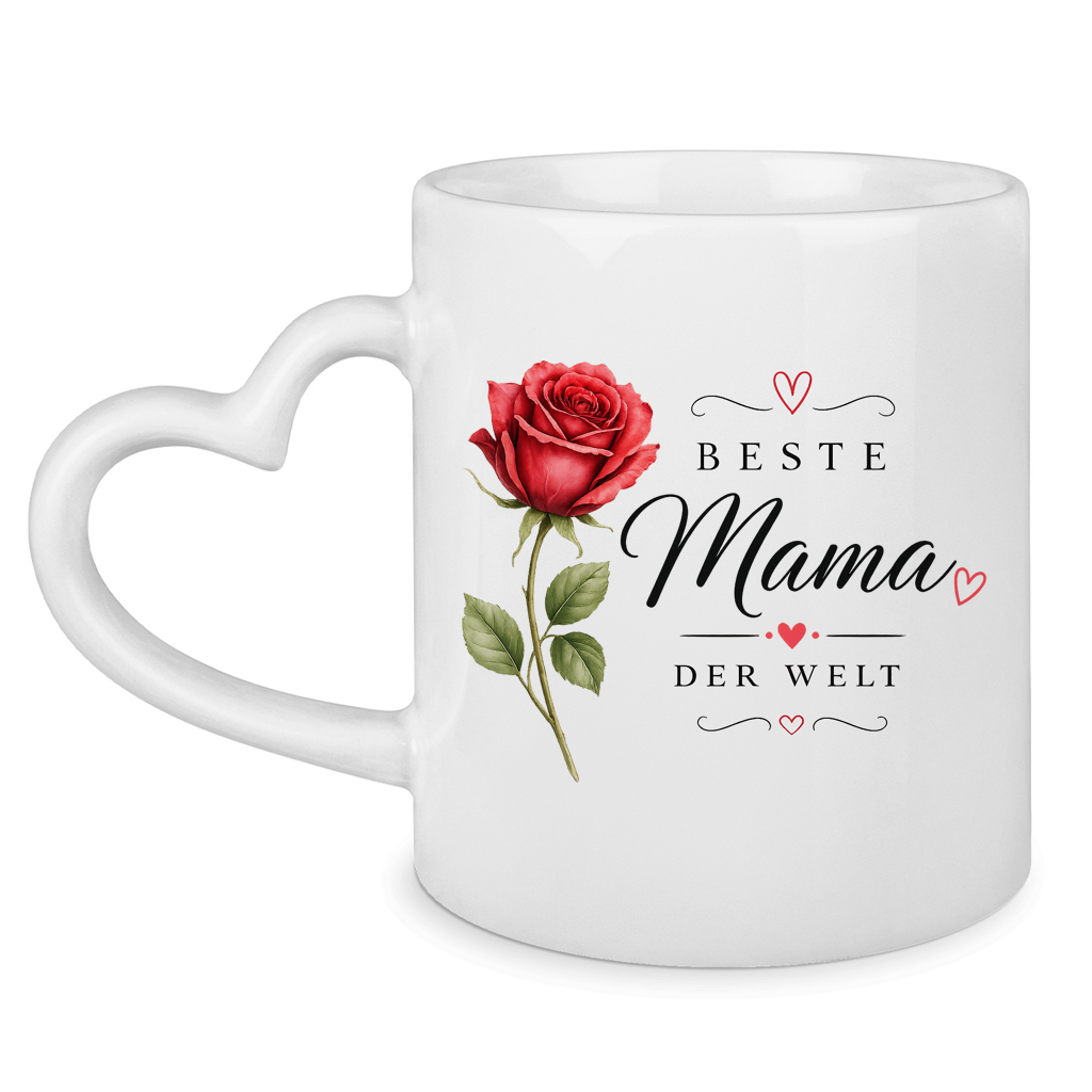 Tasse „Beste Mama der Welt“ mit Rose – Geschenk Muttertag Kaffeetasse Blumen Design