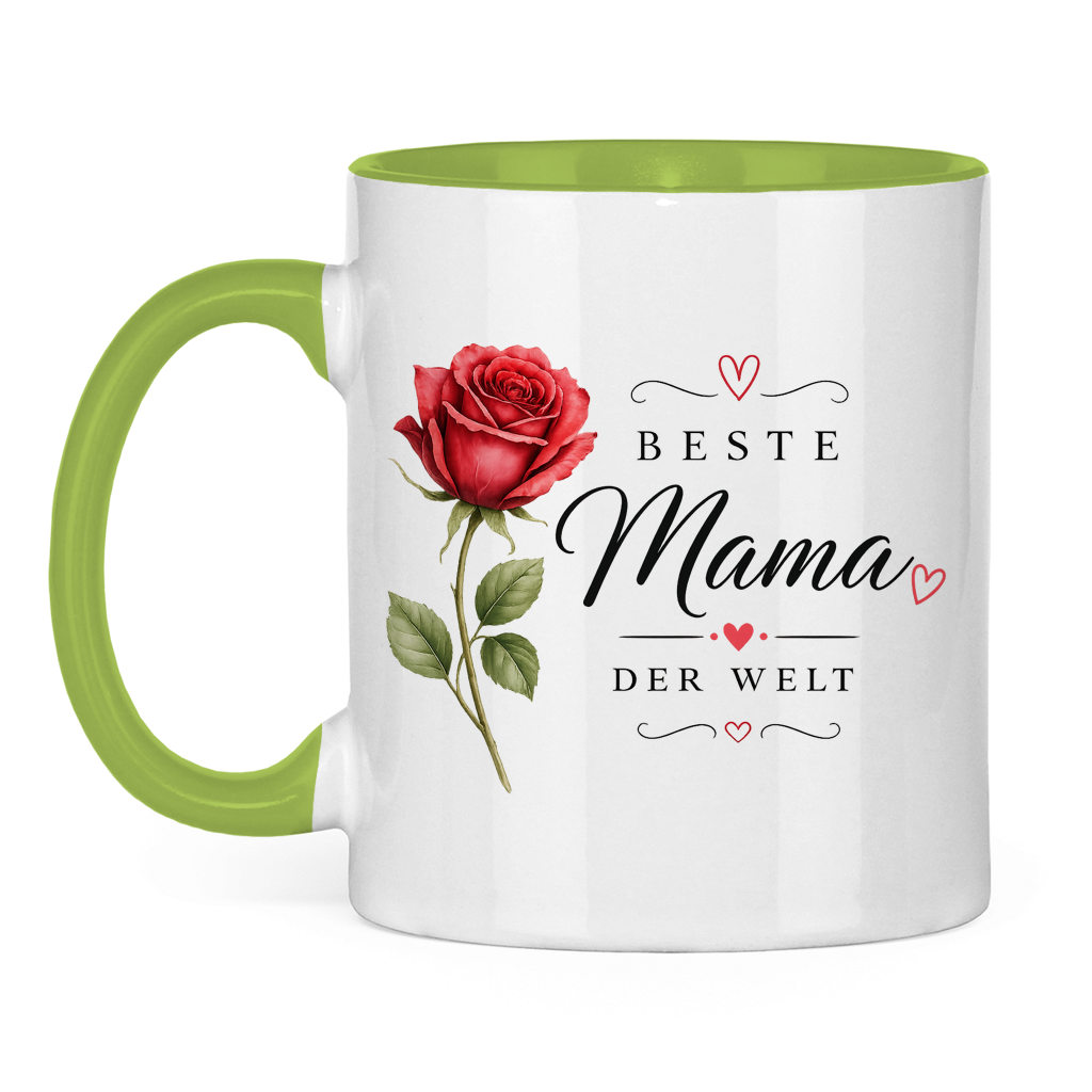 Tasse „Beste Mama der Welt“ mit Rose – Geschenk Muttertag Kaffeetasse Blumen Design