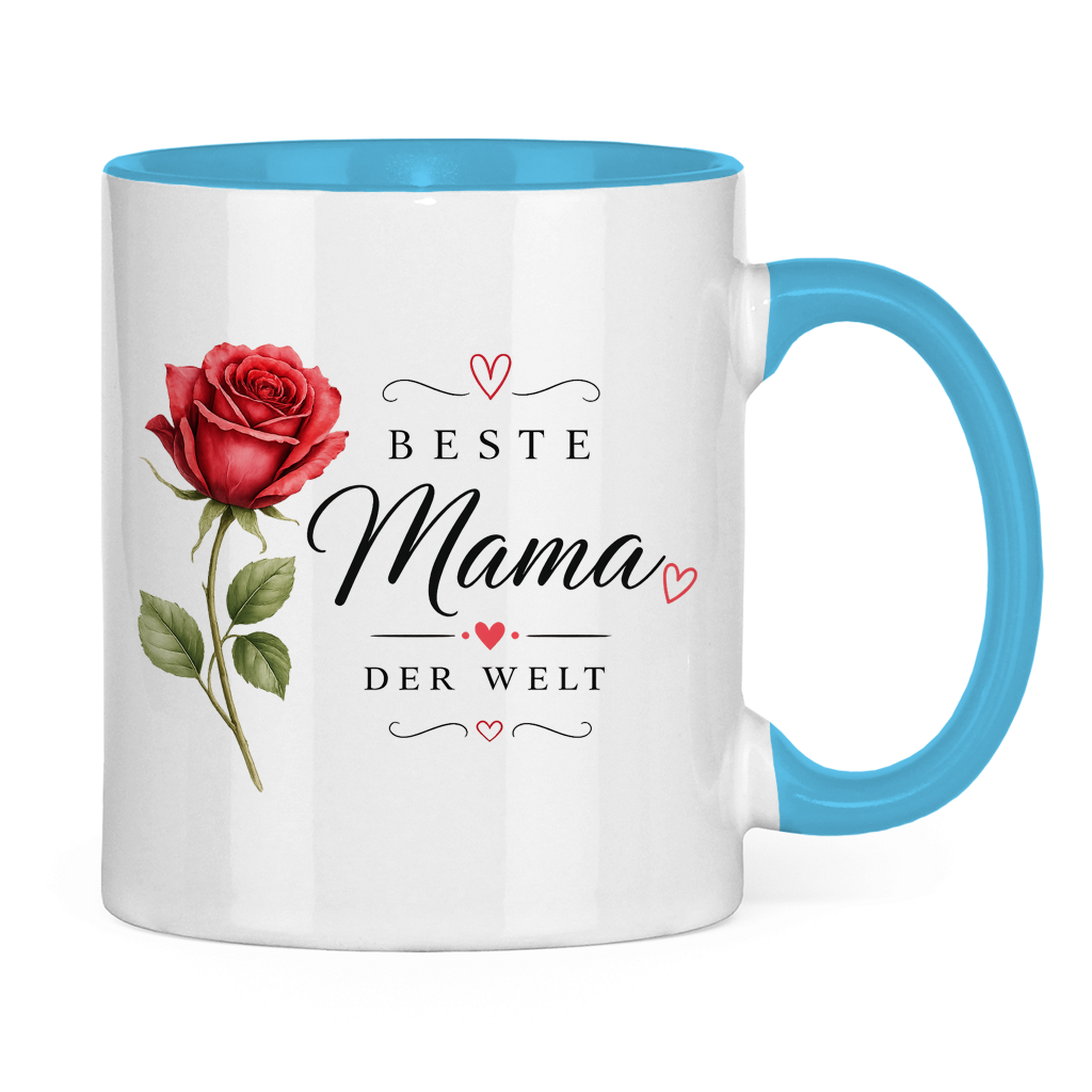 Tasse „Beste Mama der Welt“ mit Rose – Geschenk Muttertag Kaffeetasse Blumen Design
